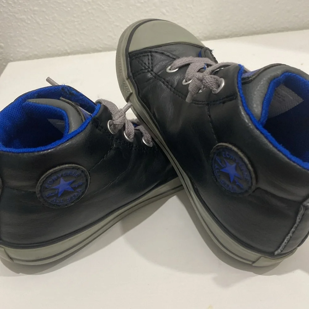 Converse All Star Hi Top Sneakers, Black/Gray, Leather, US Size 10